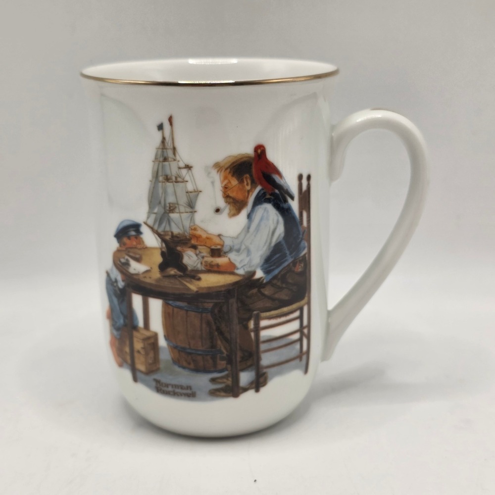 Norman‎ Rockwell Museum Mug For A Good Boy White Gold Trim 1982 Japan Americana